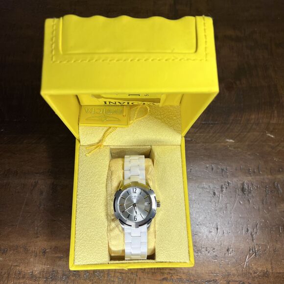 RARE 2014 NOS Women's Invicta Ceramics Wristwatch Stainless St Case White #15830 - Picture 1 of 4